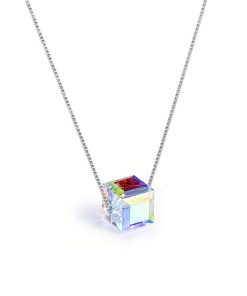 Iridescent square crystal pendant