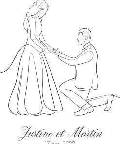 Demande en mariage – Line art – Affiche personnalisée